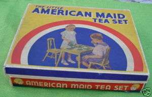 Akro Agate Little American Maid Child Tea Set  
