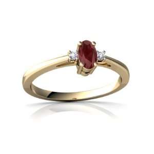  14K Yellow Gold Oval Genuine Ruby Ring Size 4: Jewelry