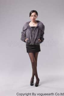 9122 new real knitted Mink fur gray blue coat/jacket//outwear/shawls 