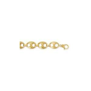  14K Yellow Gold Puffed Marina Link Bracelet 7.5in long 12 