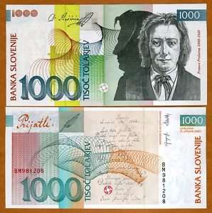 Slovenia, 1000 Tolarjev, 2003, P 32a (32) Pre Euro, UNC  