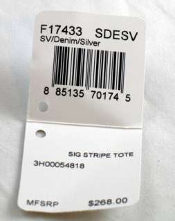 COACH Bag Signature Stripe Tote Denim & Silver Purse NWT F17433 w 