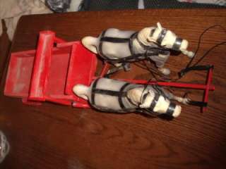 Vintage Wagon and Pair Plastic Horses  