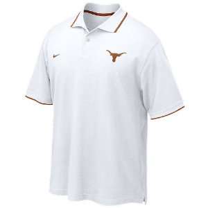  Nike Texas Longhorns White Cotton Pique Polo Shirt: Sports 