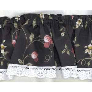   Black Cherry Blossom Window Valance with Lace