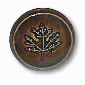  Ceramic Knob   Glossy Coffee Brown Maple Leaf 1 1/3 K35 