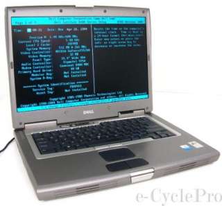   D800 Laptop  Pentium M 1.40GHz  DDR PC 2100 5400RPM  15” Screen