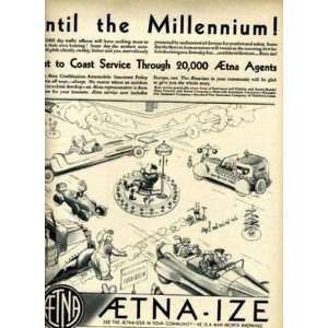   1930 Comic Automobile Insurance Magazine Ad AETNA IZE 