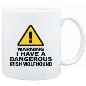  Mug White  WARNING : DANGEROUS Irish Wolfhound  Dogs 