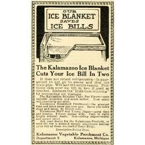 1913 Ad Kalamazoo Vegetable Parchment Ice Blanket 