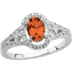  14K White Gold Fire Opal and Diamond Ring: Jewelry