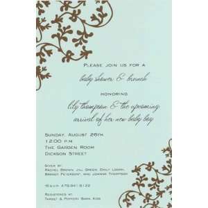  Whispy Vines, Custom Personalized Bridal Shower Invitation 
