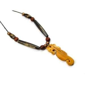   Pendant, Accented with Rosewood, African Trade Beads, and Bone Tubes