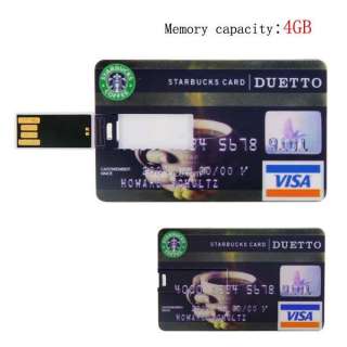 4GB Credit Card Starbucks Visa USB Flash Drive Pen Stick Memory  
