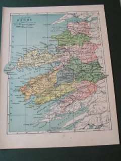 1902 Original Antique KERRY County Ireland Map  