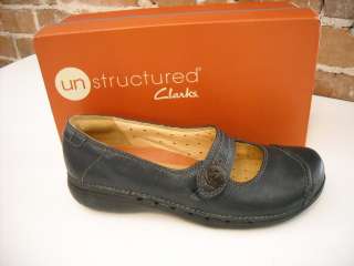 CLARKS Unstructured NAVY Leather MARYJANES SHOE 9.5 NEW  