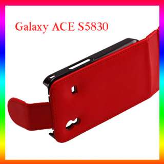 RED Leather Case Cover Pouch F Samsung Galaxy ACE S5830  