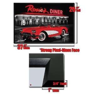  Framed Rosies Diner Poster Red Car PP32636