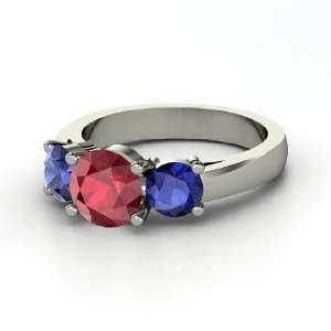  Arpeggio Ring, Round Ruby Platinum Ring with Sapphire 