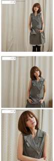 Womens Japanese Korean Fashion Style vest Sleeveless Lapel Dress One 