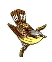 WILD BIRD ON BRANCH EMBROIDERED IRON ON APPLIQUE/PATCH  