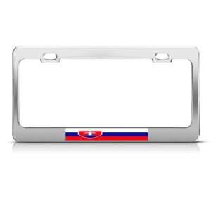 Slovakia Flag Slovakian Country license plate frame Stainless Metal 