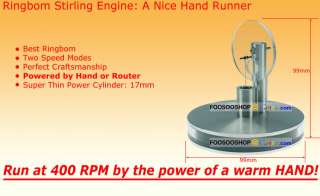 COOL! Ringbom Stirling Engine Low Temperature Run On Hand/Router 