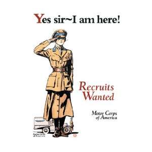  Recruits Wanted: Motor Corps of America 24X36 Giclee Paper 