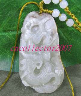 Rare Hetian Jade Carved Dragon Amulet Pendant  