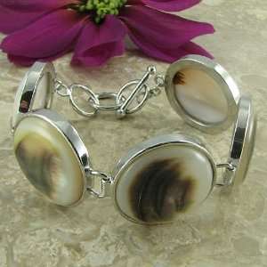  Natural abalone shell brass base chain bracelet 7.5