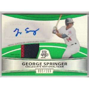 2010 Bowman Platinum George Springer GREEN REFRACTOR AUTOGRAPH RC #095 