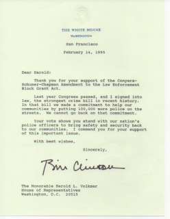 original BILL CLINTON signed White House letterhead  