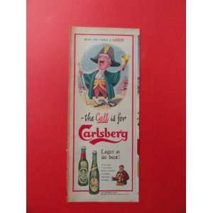  Carlsberg Lager,1955 Print Ad. (town cryer/bell.) orinigal 