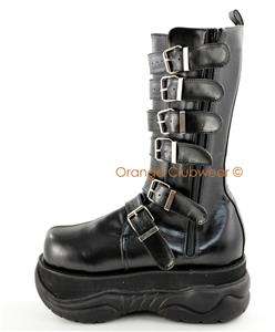 DEMONIA Womens Platform Cyber Goth Calf Hi Raver Boots 885487009780 