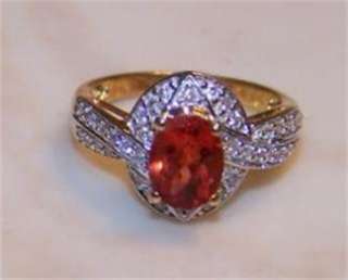   Red Andesine Labradorite .24ctw.White Diamond 10kt. GOLD Ring  