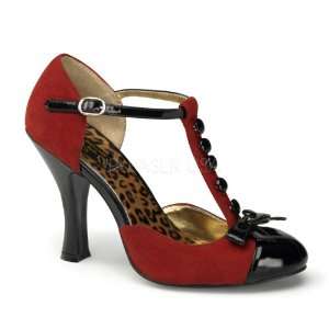  PINUP COUTURE SMITTEN 10 Red M. Suede Black Pat Pumps 