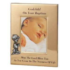  6 x 8 Metal Godchild Baptism Boy Photo Frame: Baby