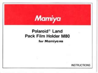 Mamiya RB Polaroid Land Pack Film Holder M80 Manual  