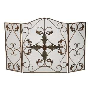 Fold Arched Antique Copper & Patina Screen:  Home 