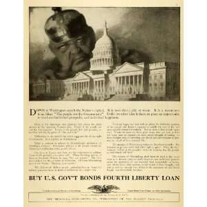  1918 Ad United States Government Capitol World War I Bonds 