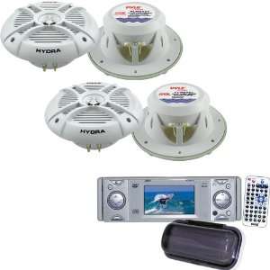 Pyle Marine Radio and Speaker Package   PLDMR3U In Dash Marine CD/DVD 