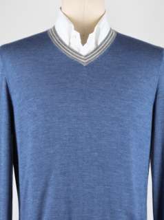 New $875 Brunello Cucinelli Blue Sweater XX Large/56  