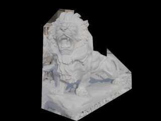 MONUMENTAL HAND CARVED MARBLE ROARING LIONS LN145  