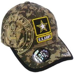   ARMY STRONG LICENSED SEAL MILITARY CAMO BLK HAT CAP