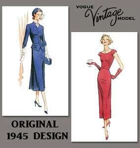 VOGUE VTG RETRO 40s V1136 MISSES ELEGANT JACKET & DRESS SEWING 