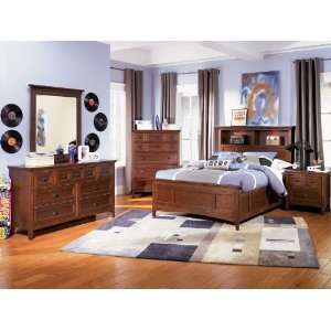   Next Generation Riley 4 Piece Bookcase Bedroom Set in Cherry Finish