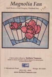 11 x 17 Stained Glass Quilt Pattern MAGNOLIA FAN Japanese Motif  