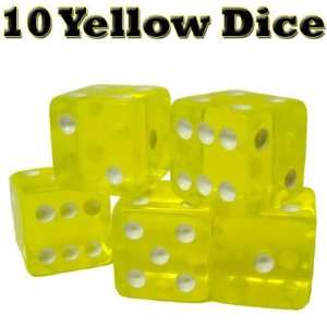  New 10 Yellow Dice 16 Mm Standard Dimensions Rounded 