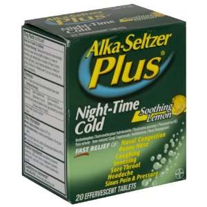 Alka Seltzer Plus Night Time Cold, Soothing Lemon, Effervescent 