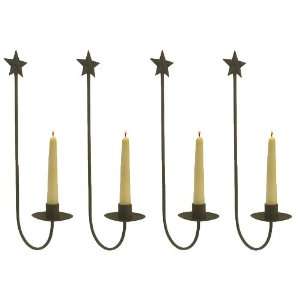 Rustic Star Wall Taper Candle Holder Sconce, Set of 4:  